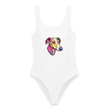 Whippet Hunderasse Cartoon Kawaii Illustration - Frauen Badeanzug - Weiß - Vorne - AI Model Female 172 dark (172cm)
