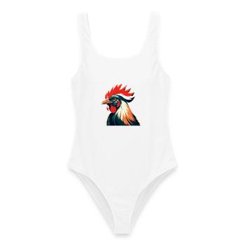 Huhn Cartoon Figur Buntes Haustier Tier - Frauen Badeanzug - Weiß - Vorne - AI Model Female 172 dark (172cm)