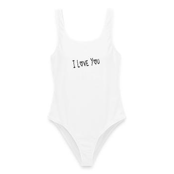 VALENTINSTAG. ICH LIEBE DICH. ICH LIEBE DICH. LIEBE. LIEBE - Frauen Badeanzug - Weiß - Vorne - AI Model Female 172 dark (172cm)