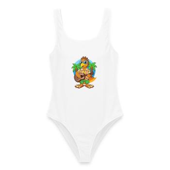 Funny Hawk Cartoon Summer Beach Sunglasses Guitar - Women's Swimsuit - white - Front - AI Model Female 172 dark (172cm)