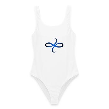 Keltische Symbole Freundschaft Blau - Frauen Badeanzug - Weiß - Vorne - AI Model Female 172 dark (172cm)