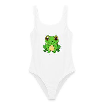 Frog Cute Mascot Cartoon Character Kawaii - Women's Swimsuit - white - Front - AI Model Female 172 dark (172cm)