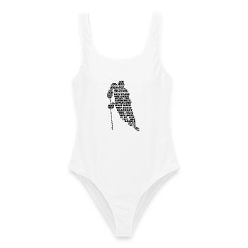 Sprache der Hockey (Schwarz) - Frauen Badeanzug - Weiß - Vorne - AI Model Female 172 dark (172cm)