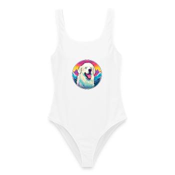 Große Pyrenäen-Hunderasse Cartoon Kawaii Aquarell - Frauen Badeanzug - Weiß - Vorne - AI Model Female 172 dark (172cm)