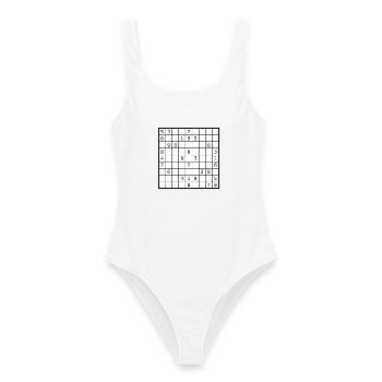 Raffiniertes Sudoku Zahlenlogik - Frauen Badeanzug - Weiß - Vorne - AI Model Female 172 dark (172cm)