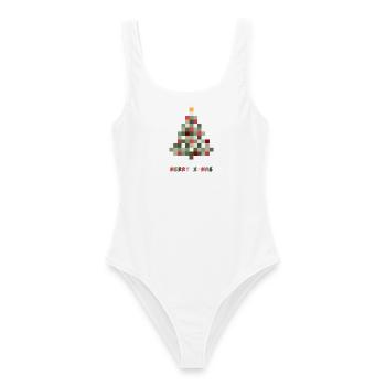 Frohe Weihnachten 8-Bit Retro Tannenbaum - Frauen Badeanzug - Weiß - Vorne - AI Model Female 172 dark (172cm)