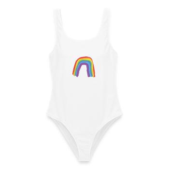 regenbogen - Frauen Badeanzug - Weiß - Vorne - AI Model Female 172 dark (172cm)