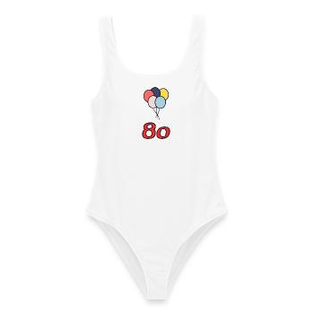 80. 80 ANS. 80e ANNIVERSAIRE. ANNIVERSAIRE 80 ANS. - Maillot de bain femme - blanc - Devant - AI Model Female 172 dark (172cm)