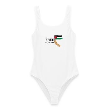FREE PALASTINE | Gaza | Demonstration - Frauen Badeanzug - Weiß - Vorne - AI Model Female 172 dark (172cm)