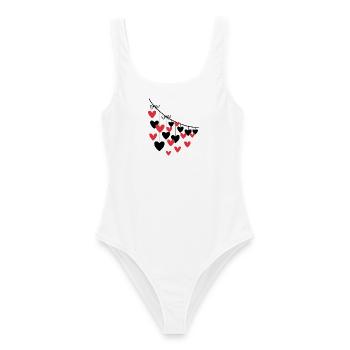 Heart Garland Many Hearts - Women's Swimsuit - white - Front - AI Model Female 172 dark (172cm)