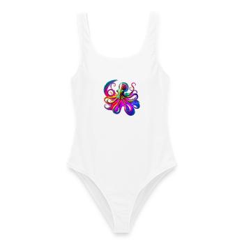 Psychedelic Neon Octopus - Women's Swimsuit - white - Front - AI Model Female 172 dark (172cm)