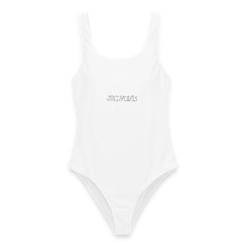 Slogan "Je suis Charlie" 01.07.2015 - Frauen Badeanzug - Weiß - Vorne - AI Model Female 172 dark (172cm)