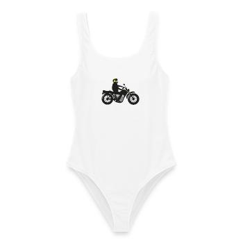 motorradfahrer - Frauen Badeanzug - Weiß - Vorne - AI Model Female 172 dark (172cm)
