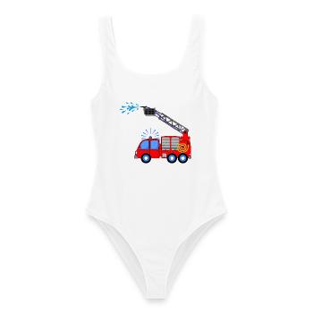 Camion de pompiers avec échelle et eau enfants - Maillot de bain femme - blanc - Devant - AI Model Female 172 dark (172cm)