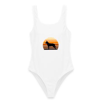 Berger Picard Hundeliebhaber Silhouette Vintage Sonnenuntergang - Frauen Badeanzug - Weiß - Vorne - AI Model Female 172 dark (172cm)