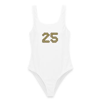 25. 25 YEARS. 25th ANNIVERSARY. 25 YEARS ANNIVERSARY. - Women's Swimsuit - white - Front - AI Model Female 172 dark (172cm)
