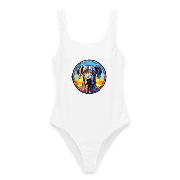 Deutsche Dogge Hunderasse Aquarellglas - Frauen Badeanzug - Weiß - Vorne - AI Model Female 172 dark (172cm)