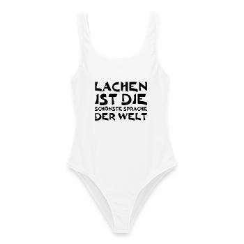 Lachen ist die schönste Sprache der Welt - Frauen Badeanzug - Weiß - Vorne - AI Model Female 172 dark (172cm)