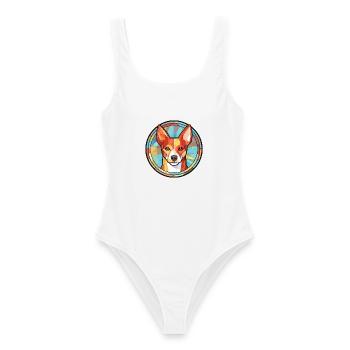 Basenji Hunderasse Bunte Aquarell Illustration - Frauen Badeanzug - Weiß - Vorne - AI Model Female 172 dark (172cm)