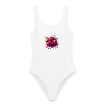 Raspberries Paint Explosion - Women's Swimsuit - white - Front - AI Model Female 172 dark (172cm)