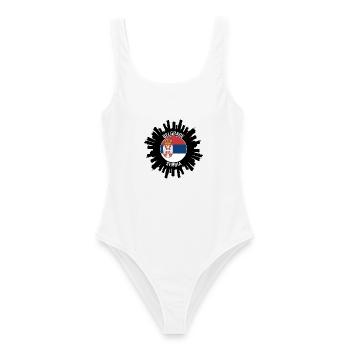 Belgrad Skyline Serbien Flagge Reise Souvenir - Frauen Badeanzug - Weiß - Vorne - AI Model Female 172 dark (172cm)