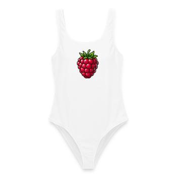 Himbeere, Obst - Frauen Badeanzug - Weiß - Vorne - AI Model Female 172 dark (172cm)