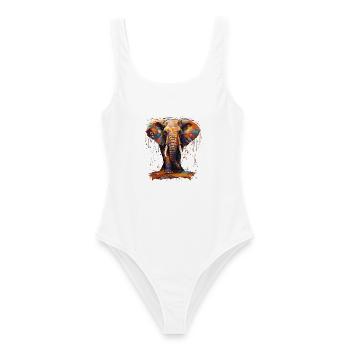 Elephant farbenfroh - Frauen Badeanzug - Weiß - Vorne - AI Model Female 172 dark (172cm)