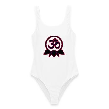 Om Mani Padme Hum Buddha Mantra Mandala Neon Blau - Frauen Badeanzug - Weiß - Vorne - AI Model Female 172 dark (172cm)