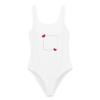 Herz Rahmen Ornament Linie Dekoration - Frauen Badeanzug - Weiß - Vorne - AI Model Female 172 dark (172cm)