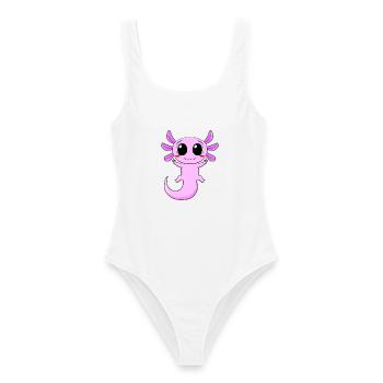 Axolotl Peace Zeichen - Frauen Badeanzug - Weiß - Vorne - AI Model Female 172 dark (172cm)