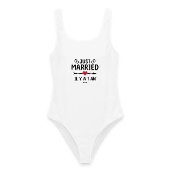 Wedding anniversary gift 1 year cotton wedding - Women's Swimsuit - white - Front - AI Model Female 172 dark (172cm)