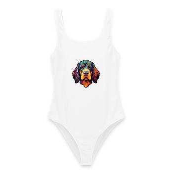 Österreichisches Brandlbracke Hunderasse Aquarellglas - Frauen Badeanzug - Weiß - Vorne - AI Model Female 172 dark (172cm)