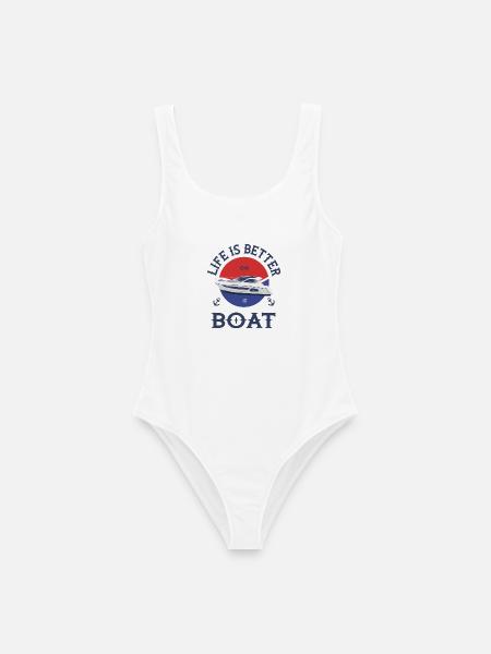 Boot Life is better - Frauen Badeanzug - Weiß