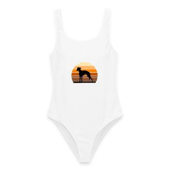 Italienischer Windhund Hund Liebe Silhouette Retro Sonnenuntergang - Frauen Badeanzug - Weiß - Vorne - AI Model Female 172 dark (172cm)