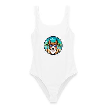 Basenji Hunderasse Cartoon Sonnenbrille Strand - Frauen Badeanzug - Weiß - Vorne - AI Model Female 172 dark (172cm)