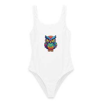Eule buntes Aquarell Cartoon Kawaii Tier - Frauen Badeanzug - Weiß - Vorne - AI Model Female 172 dark (172cm)