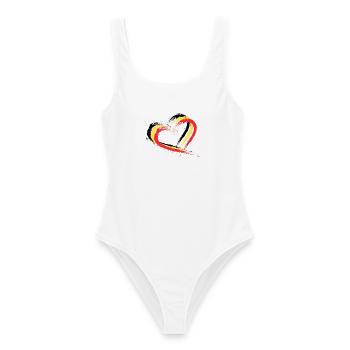 Herz Bürste Flagge Belgien Fahne Design Farben - Frauen Badeanzug - Weiß - Vorne - AI Model Female 172 dark (172cm)