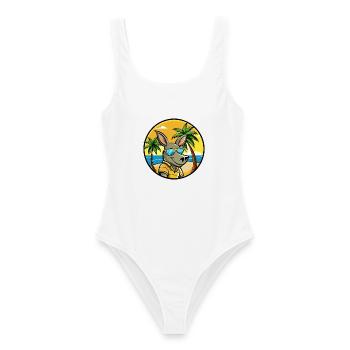 Erdferkel Lustige Cartoon Sommer Strand Sonnenbrille - Frauen Badeanzug - Weiß - Vorne - AI Model Female 172 dark (172cm)