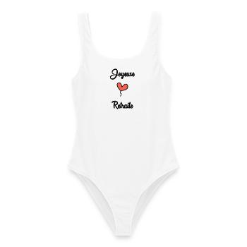 COLLEAGUE. START. RETIREMENT - Women's Swimsuit - white - Front - AI Model Female 172 dark (172cm)