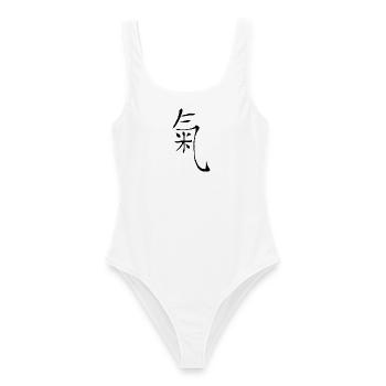 chi qi energie - Frauen Badeanzug - Weiß - Vorne - AI Model Female 172 dark (172cm)