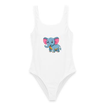 Éléphant Mignon Mascotte Personnage De Dessin Animé Kawaii - Maillot de bain femme - blanc - Devant - AI Model Female 172 dark (172cm)