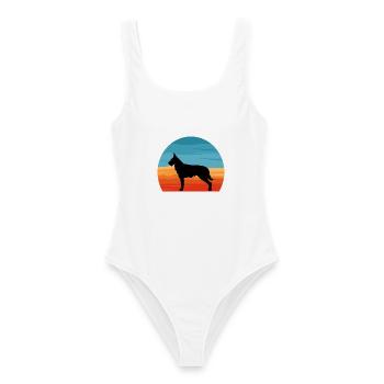 Berger Picard Hundeliebhaber Silhouette Vintage Sonnenuntergang - Frauen Badeanzug - Weiß - Vorne - AI Model Female 172 dark (172cm)