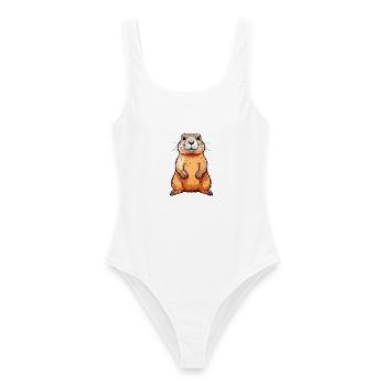 Gopher Buntes Aquarell Cartoon Kawaii Tier - Frauen Badeanzug - Weiß - Vorne - AI Model Female 172 dark (172cm)