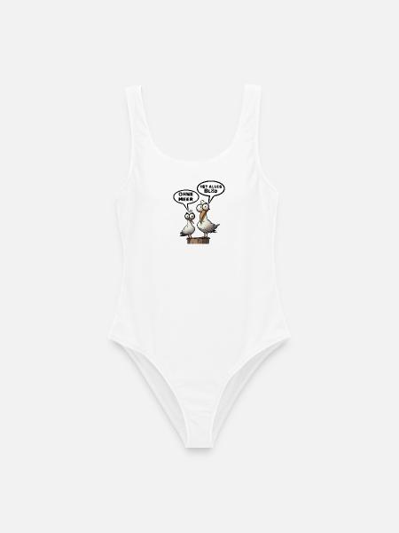 Meer Sprüche, Sprüche | T-Shirts | Möwe blöd - Frauen Badeanzug - Weiß