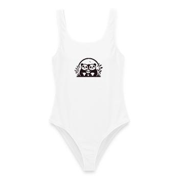 Pandas Family - 2 Eltern, 1 Kind - Frauen Badeanzug - Weiß - Vorne - AI Model Female 172 dark (172cm)