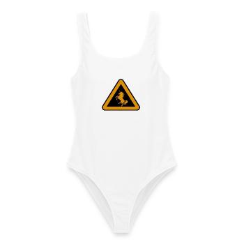 Attention unicorn, danger - Women's Swimsuit - white - Front - AI Model Female 172 dark (172cm)