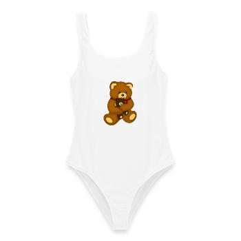 Teddybär Stofftier Bär Spielzeug - Frauen Badeanzug - Weiß - Vorne - AI Model Female 172 dark (172cm)