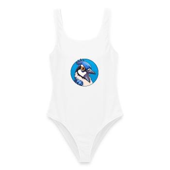 Blauer Eichelhäher Vogel Buntes Glas Bunte Karikatur Kawai - Frauen Badeanzug - Weiß - Vorne - AI Model Female 172 dark (172cm)