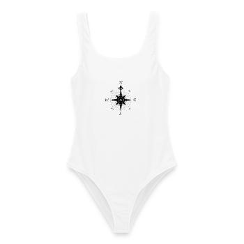 Wind Rose - compass - retro - Women's Swimsuit - white - Front - AI Model Female 172 dark (172cm)