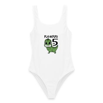 5th Birthday Dinosaur - 5th Grade Gift - Women's Swimsuit - white - Front - AI Model Female 172 dark (172cm)
